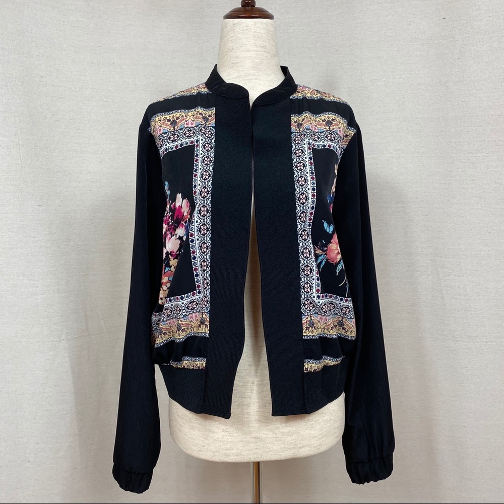 BCX Floral Print Bomber Jacket